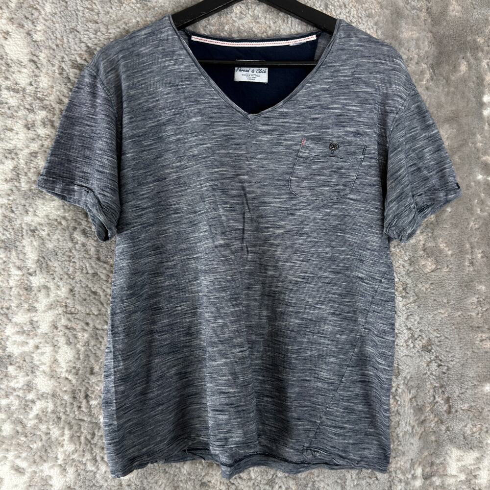 Thread & Cloth Size L Casual V Neck Top Heather Gray Short Sleeve Pullover